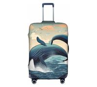 OUSXC La housse de protection Whales Jump In The Sea Trolley Valise convient pour les bagages de 45,7 à 81,3 cm, blanc, Large