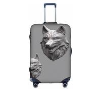 OUSXC Wolf Motifs Sculpt04 Housse de protection pour valise à roulettes Convient pour les bagages de 45,7 à 81,3 cm, blanc, Medium