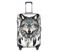 OUSXC Wolves And Dream Catchers03 Housse de protection pour valise à roulettes Convient pour les bagages de 45,7 à 81,3 cm, blanc, Large
