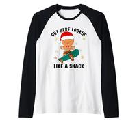 Out Here Looking Like A Snack Funny Gingerbread Christmas Manche Raglan