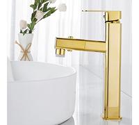 Out Hole Bathroom Faucet with 3 Modes Pull Down Sprayer, Single Lever Hot and Cold Water Sink Brass Mixer taps Gold,High