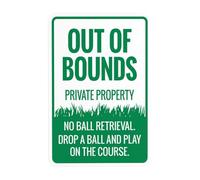 Out Of Bounds - Panneau d'avertissement « Private Property No Ball Retrieval Drop A Ball And Play On The Course » - 20,3 x 30,5 cm