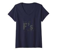 Out of Fs to Give Sassy Attitude Déclaration T-Shirt avec Col en V, Femme, Bleu Marine, L