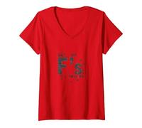Out of Fs to Give Sassy Attitude Déclaration T-Shirt avec Col en V, Femme, Rouge, L