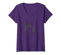 Out of Fs to Give Sassy Attitude Déclaration T-Shirt avec Col en V, Femme, Violet, L