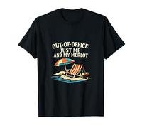 Out-of-Office Merlot Wine Humour Beach Chair Graphic T-Shirt