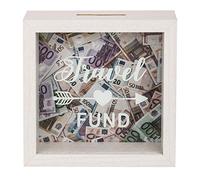 Out of the blue 144319 Tirelire en bois Travel Fund, Blanc, 15 x 15 cm