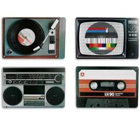 Out of the blue 4 Sets de Table Vintage/Thème Télé-Sono Années 70-80 / Dimensions : 43,5 x 28,5 cm