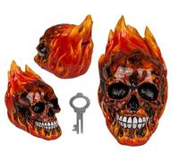 Out of the blue 78/5773 Tirelire en Polyrésine avec Serrure, Crâne avec Feuilles, 16.2cm x 14.8cm