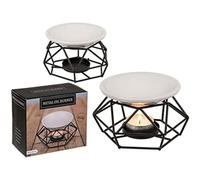 Out of the blue Bol en céramique sur Base en métal, Blanc/Noir, env. 12 x 8 cm