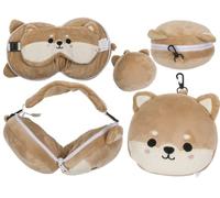 Out of the blue Coussin de Voyage Tête de Shiba Inu en Peluche avec Masque de Nuit/Dimensions 15 x 10 x 15 cm