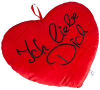 Out of the blue Coussin en Peluche en Forme de cœur avec Inscription « Ich Liebe Dich » - 34 cm - Rouge