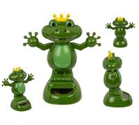 Out of the blue Figurine solaire grenouille avec couronne - Figurine de tête mobile - Roi grenouille - Noblesse