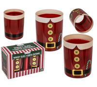 Out of the blue Lot de 2 verres à whisky, costume de Père Noël, pour 350 ml, 8 x 10 cm, dans une boîte à fenêtre