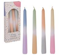 Out of the blue Lot de 4 bougies pointues avec dégradé de couleur - Transition douce dans les tons pastel - Longueur élégante : 25 cm - Pour bougeoir et décoration - Idéal pour chaque maison
