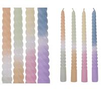 Out of the blue Lot de 4 bougies pointues torsadées avec dégradé de couleur - Transition douce dans les tons pastel - Longueur élégante : 20 cm - Pour bougeoir et décoration - Idéal pour chaque maison