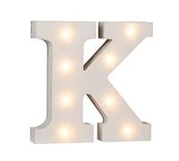 Lettre en bois illuminée K, avec 8 LED, env. 16 cm