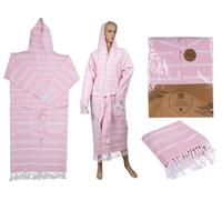 Out of the Blue Peignoir fouta hammam rose et blanc taille S 80% coton et 20% polyester