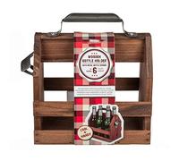 Porte-Bouteille en Bois pour 6 Bouteilles de 33cl avec Ouvre-Bouteille en Métal