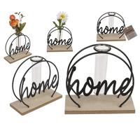 Out of the blue Porte-plantes en métal sur plateau en bois, maison avec tube à essai env. 13 x 5 x 13,5 cm