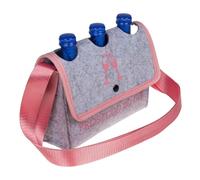 Out of the blue Sac à bouteilles en feutre pour 3 bouteilles Piccolo « Prosecco to Go » de 21 à 17 cm, gris/rose, Poche pour bouteille