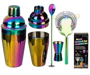 Out of the blue Set Cocktail en métal, Rainbow, Set de 4, Shaker pour env. 550 ML