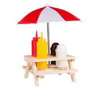 Out of the blue Support de Condiment, Table de Pique-Nique en Bois II, avec Parasol, salière & poivrière en matière Plastique, env 22,5X18 cm