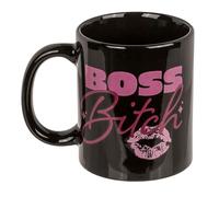 Out of the blue Tasse Boss Bitch noir/rose, 100 % céramique, capacité 325 ml.