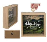 Out of the blue Tirelire Awaits en Bois avec Cadre 20 x 20 cm, Vert