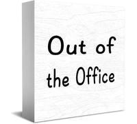 Out Of The Office - Panneau décoratif amusant en bois - Décoration de bureau rustique - Carré - 12,7 x 12,7 cm