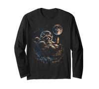 Out of This World Astronaute Raccoon Space Coffee Graphic Manche Longue