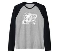 Out Of This World Groovy Funny Planet Space Geek Astronomy Manche Raglan