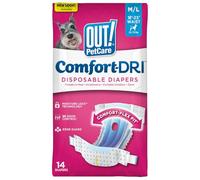 OUT! Pack de 14 Couches Jetables/Absorbantes avec Ajustement de Preuve de Fuite pour Chien Féminin Moyenne/Grande14 Unités