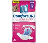 OUT! Pack de 16 Couches Féminins Jetables/Absorbantes avec Ajustement de Preuve de Fuite Extra Petit/Petit pour Chien16 Unités