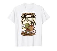 Out Running Sillylittle Goblin Errands Lea Leaves and Glands T-Shirt Graphique avec Valeur, Homme, Blanc, L
