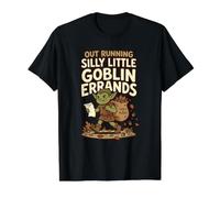 Out Running Sillylittle Goblin Errands Lea Leaves and Glands T-Shirt Graphique avec Valeur, Homme, Noir, XL