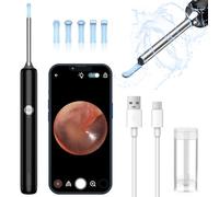 OUTACT Otoscope Oreille 1080P HD Nettoyage Oreille IP67 avec Camera avec 6 Cuillères Auriculaires 3,5 mm 6 LED Étanche(Noir)
