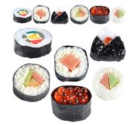Outanaya 12 Pièces Mini Sushi Simulation Toy Set Realistic Japanese Fake Food Models for Kitchen Play and Sushi Photography Decor Safe and Detailed Pretend Play Accessories