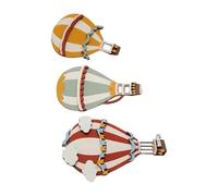 Outanaya 3 Pièces Décoration Murale en Bois Mini Montgolfière pour Nurseries et Lieux de Fête, Embellissement Solide et Style Bohème Moderne