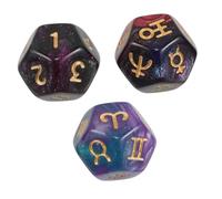 Outanaya 3 pièces Lot de Dés à Faces pour Tarot Divinatoire avec Signes Astrologiques et Planètes Dés Colorés Bicolores pour Jeux de Société et Lectures de Constellation