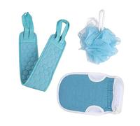 Outanaya 3 pièces Serviette Bain Exfoliante avec Boule Fleurie Bande Épaissie pour Dos Serviette de Bain Portable pour Massage et Nettoyage Profond