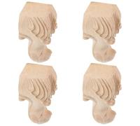 Outanaya 4 Pcs Pieds de Meuble en Bois Sculpté Vintage Style Européen Motif en Relief, Installation Facile, pour Canapé et Mobilier D'intérieur