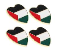 Outanaya 4 Pièces Broche Drapeau Palestine Métal Épingles de Patriotique Or Cœur Accessoires pour Vêtements et Événements Pack Décoratif Chic