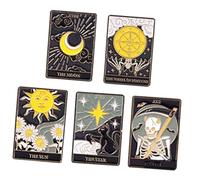 Outanaya 5 pièces Broches Tarot Créatives Émail Lot de Épingles Décoratives Durables pour Costume Homme Accessoires Mode pour Chapeaux et Écharpes
