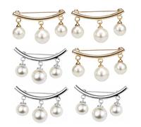 Outanaya 6 pièces Broche Épingle à Nourrice Ornée de Trois Perles pour Pull et Écharpe Accessoire Métallique Élégant pour Fixer Col et Pince Cardigan Robe Femme