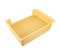 Outanaya Bac à Litière pour Lapins et Petits Animaux Pot Anti-Chute en Plastique Étanche Porte-Tapis de Toilette Intégré Taille Moyenne Couleur Crème Jaune pour Apprentissage Propreté