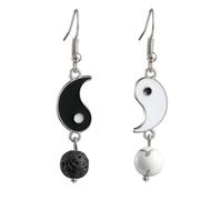 Outanaya Boucles D’Oreilles Pendantes Taiji Noires et Blanches Légères 1 Paire pour Femmes et Filles Bijoux Mode Polyvalents pour Fêtes Mariages et Usage Quotidien