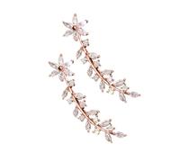 Outanaya Boucles Oreilles Fleurs Grimpantes Rose Doré avec Cristaux pour Femmes Bijoux Élégants et Légers pour Cérémonie et Tenue Quotidienne