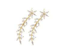 Outanaya Boucles Oreilles Grimpantes Fleur Dorée Pleines de Cristaux Légères et Élégantes Décorations Oreille pour Femmes et Demoiselles d'Honneur