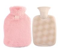 Outanaya Bouillotte avec Housse en Peluche Douce Eau Chaude 2000ml Chauffe-mains Portable et Paquet Chauffant pour Maison et Voyage